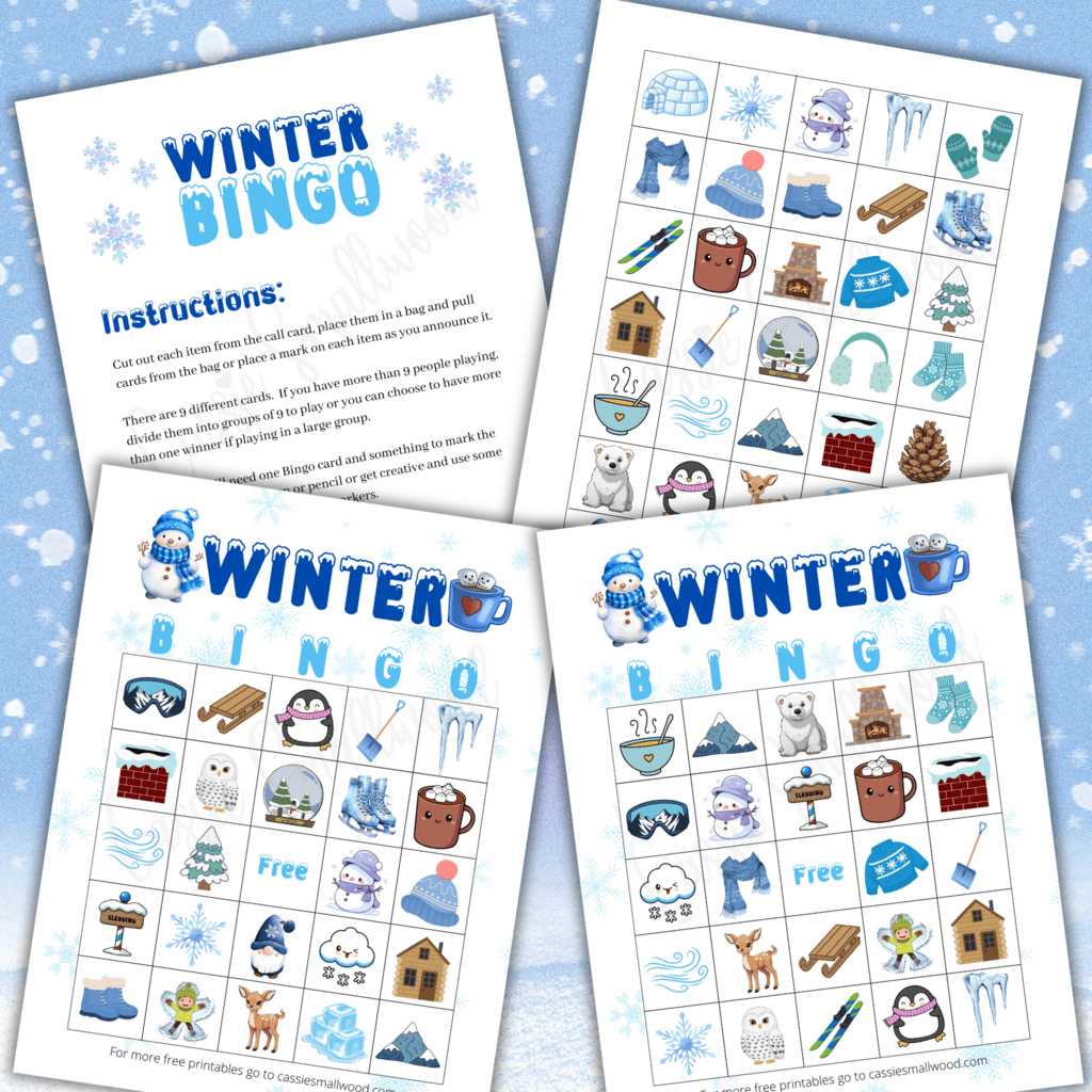 cute winter bingo game for kids (free printable) - cassie smallwood